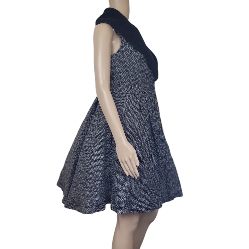 Monroe & Main Faux Fur Exaggerated Collar Dress Sleeveless - Picture 2 of 5
